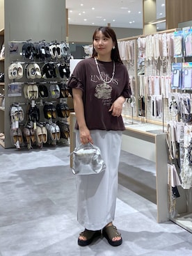 「着痩せ」｜「アイテム（アクセサリー）」を使った、サキさん（レディース・154cm）の夏コーディネート