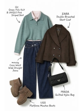 「PRADA（プラダ）のアイテム」を使った、きらさん（レディース・157cm）の冬コーディネート