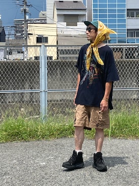 「スカーフ」｜「アイテム（財布/小物）」を使った、endyさん（メンズ・173cm）の夏コーディネート