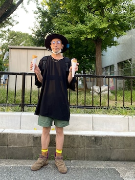 「アイテム（ハット、ブラウン系）」を使った、endyさん（メンズ・173cm）の秋コーディネート