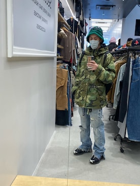 「Levi's」｜「アイテム（ミリタリージャケット）」を使った、endyさん（メンズ・173cm）の冬コーディネート