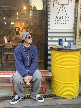 「KAPITAL（キャピタル）のアイテム」を使った、endyさん（メンズ・173cm）の春コーディネート