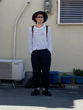 「アイテム（ハット、ブラウン系）」を使った、endyさん（メンズ・173cm）の秋コーディネート