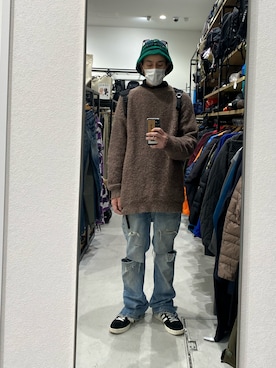 「アイテム（サングラス、ブラウン系）」を使った、endyさん（メンズ・173cm）の冬コーディネート