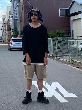 「バンダナ」｜「アイテム（財布/小物）」を使った、endyさん（メンズ・173cm）の夏コーディネート