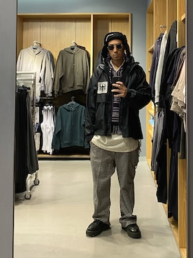 「アイテム（ナイロンジャケット）」を使った、endyさん（メンズ・173cm）の冬コーディネート