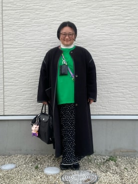 「アイテム（ノーカラーコート）」を使った、☁︎•ꇵ͒•`s☺︎+sa*॰¨̮さん（レディース・155cm）の冬コーディネート