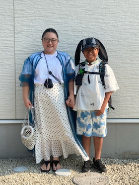 「アイテム（バックパック/リュック）」を使った、☁︎•ꇵ͒•`s☺︎+sa*॰¨̮さん（レディース・155cm）の夏コーディネート