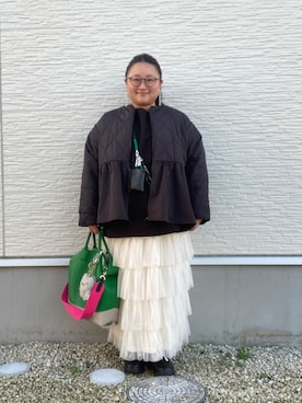 「アイテム（ノーカラーコート）」を使った、☁︎•ꇵ͒•`s☺︎+sa*॰¨̮さん（レディース・155cm）の秋コーディネート