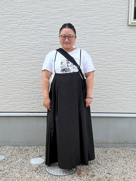 「SHEINのセサミストリート？みたいなTシャツ☁︎MとXXXXL（Tシャツ/カットソー、ホワイト系）」を使った、☁︎•ꇵ͒•`s☺︎+sa*॰¨̮さん（レディース・155cm）の夏コーディネート