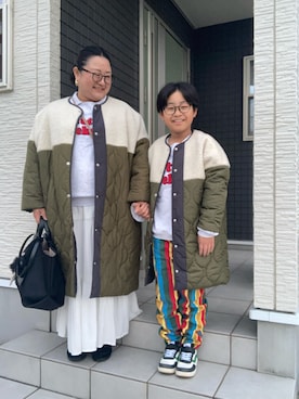 「白スカート」｜「アイテム（スウェット）」を使った、☁︎•ꇵ͒•`s☺︎+sa*॰¨̮さん（レディース・155cm）の冬コーディネート