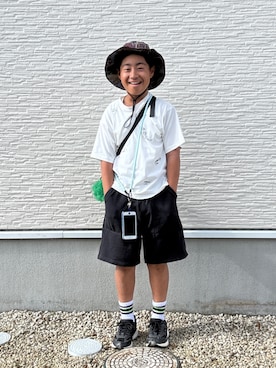 「GLOBAL WORK（グローバルワーク）のヘビロッTEEプリント半袖/ 637854（Tシャツ/カットソー、ホワイト系）」を使った、☁︎•ꇵ͒•`s☺︎+sa*॰¨̮さん（レディース・155cm）の夏コーディネート