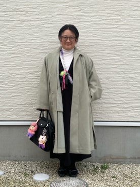 「アイテム（ジャンパースカート）」を使った、☁︎•ꇵ͒•`s☺︎+sa*॰¨̮さん（レディース・155cm）の秋コーディネート