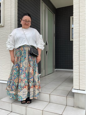 「アイテム（ピアス（両耳用）、ブラック系）」を使った、☁︎•ꇵ͒•`s☺︎+sa*॰¨̮さん（レディース・155cm）の春コーディネート