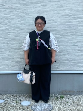 「アイテム（ノーカラージャケット）」を使った、☁︎•ꇵ͒•`s☺︎+sa*॰¨̮さん（レディース・155cm）の秋コーディネート