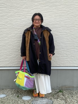 「アイテム（ピアス（両耳用））」を使った、☁︎•ꇵ͒•`s☺︎+sa*॰¨̮さん（レディース・155cm）の冬コーディネート