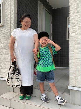 「アイテム（ピアス（両耳用））」を使った、☁︎•ꇵ͒•`s☺︎+sa*॰¨̮さん（レディース・155cm・30代）の夏コーディネート