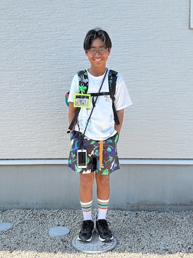 「GLOBAL WORK（グローバルワーク）のヘビロッTEEプリント半袖/ 637854（Tシャツ/カットソー、ホワイト系）」を使った、☁︎•ꇵ͒•`s☺︎+sa*॰¨̮さん（レディース・155cm）の夏コーディネート
