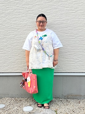 「レースキャミソール」｜☁︎•ꇵ͒•`s☺︎+sa*॰¨̮さん（レディース・155cm）の夏コーディネート