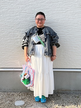 「しまむら（シマムラ）のアイテム（ジャケット/アウター）」を使った、☁︎•ꇵ͒•`s☺︎+sa*॰¨̮さん（レディース・155cm）の春コーディネート
