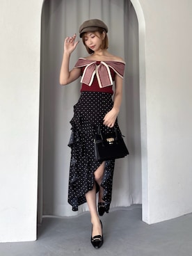 「RESEXXY（リゼクシー）のラッフルフリルスカート（スカート、ブラック系）」を使った、yunaさん（レディース・161cm）の夏コーディネート