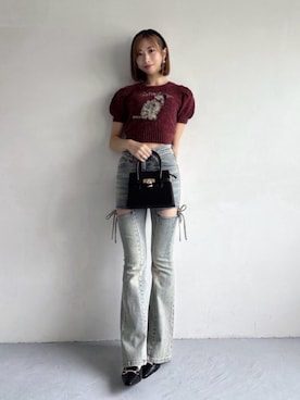 「RESEXXY（リゼクシー）のベーシックベロアカチューシャ（カチューシャ、ブラック系）」を使った、yunaさん（レディース・161cm）の夏コーディネート