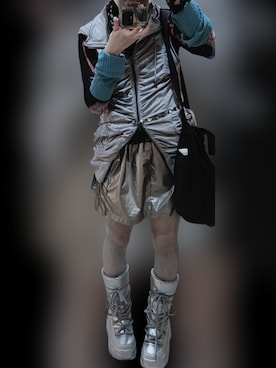 「アイテム（ブーツ、シルバー系）」を使った、低身長〜どっカニ🦀〜bun44maroさん（レディース・150cm）の秋コーディネート