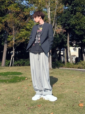 「アイテム（テーラードジャケット）」を使った、あずきたぬきさん（メンズ・173cm）の秋コーディネート