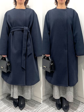 「アイテム（ノーカラーコート）」を使った、OFUON le MKさん（レディース・150cm）の秋コーディネート