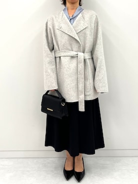 「アイテム（ノーカラーコート）」を使った、OFUON le MKさん（レディース・150cm）の秋コーディネート