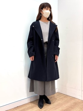 「アイテム（ノーカラーコート）」を使った、OFUON le MKさん（レディース・166cm）の秋コーディネート