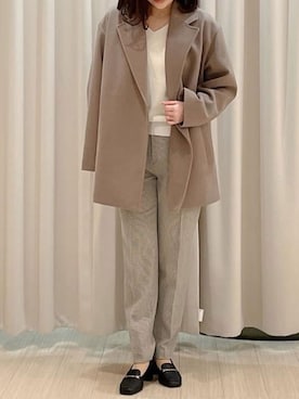 「アイテム（チェスターコート）」を使った、OFUON le MKさん（レディース・153cm）の秋コーディネート