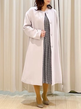 「アイテム（ノーカラーコート）」を使った、OFUON le MKさん（レディース・153cm）の秋コーディネート