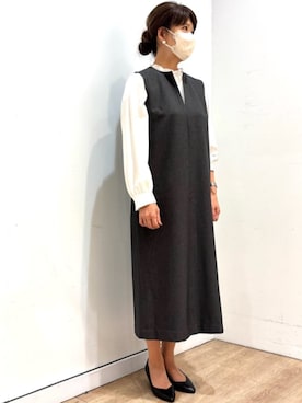 「アイテム（ジャンパースカート）」を使った、OFUON le MKさん（レディース・166cm）の秋コーディネート