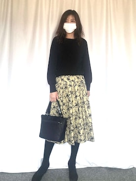 「黒ニット」｜OFUON le MKさん（レディース・167cm）の秋コーディネート