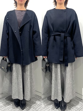 「アイテム（ノーカラーコート）」を使った、OFUON le MKさん（レディース・150cm）の秋コーディネート