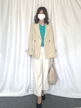 「オフィススタイル」｜「アイテム（トレンチコート）」を使った、OFUON le MKさん（レディース・167cm）の秋コーディネート