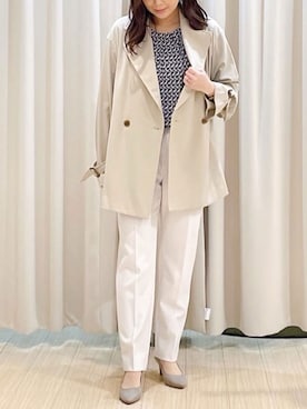 「オフィススタイル」｜「アイテム（トレンチコート）」を使った、OFUON le MKさん（レディース・153cm）の秋コーディネート