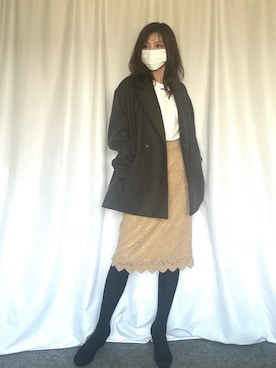 「アイテム（チェスターコート）」を使った、OFUON le MKさん（レディース・167cm）の秋コーディネート