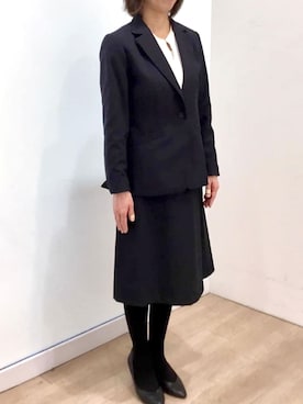 「アイテム（スーツジャケット）」を使った、OFUON le MKさん（レディース・157cm）の冬コーディネート