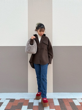 「YOSUKE（ヨースケ）のアイテム」を使った、河合ゆめさん（レディース・156cm）の冬コーディネート