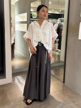 「DouDou（ドゥドゥ）の変形バックルコードベルト（ベルト、ブラック系）」を使った、douharuさん（レディース・153cm）の夏コーディネート