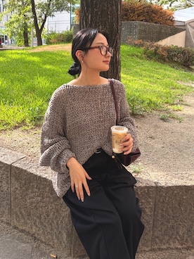 「DouDou（ドゥドゥ）のアイテム（ニット/セーター）」を使った、douharuさん（レディース・153cm）の秋コーディネート