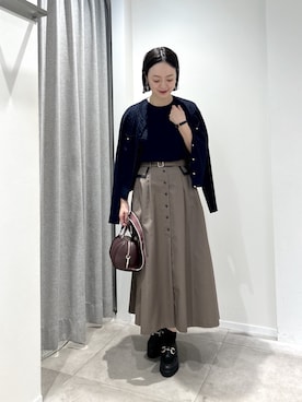 「NATURAL BEAUTY BASIC（ナチュラルビューティーベーシック）の＜CanCam.jp掲載＞ミニケーブルアンサンブル（アンサンブル、ブルー系）」を使った、ikuenbbさん（レディース・161cm）の秋コーディネート