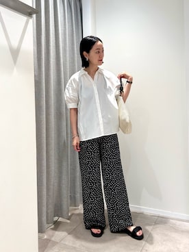 「NATURAL BEAUTY BASIC（ナチュラルビューティーベーシック）の【Oggi.jp掲載】パフスリーブレースブラウス（シャツ/ブラウス、ホワイト系）」を使った、ikuenbbさん（レディース・161cm）の夏コーディネート