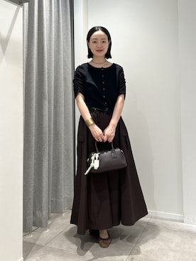 「NATURAL BEAUTY BASIC（ナチュラルビューティーベーシック）の前後２ＷＡＹカーディガン（Tシャツ/カットソー、ブラック系）」を使った、ikuenbbさん（レディース・161cm）の夏コーディネート