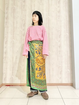 「アイテム（ストール/ショール）」を使った、hkmdさん（レディース・173cm）の秋コーディネート