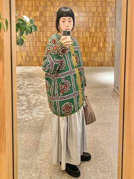 「アイテム（ノーカラージャケット）」を使った、hkmdさん（レディース・173cm）の秋コーディネート