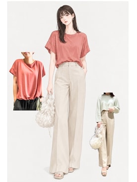 「SNIDEL（スナイデル）の美脚ストレッチパンツ（その他パンツ、ホワイト系）」を使った、sachyyさん（レディース・160cm）の秋コーディネート