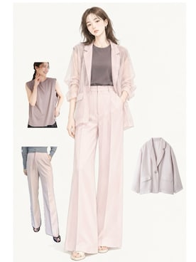 「SNIDEL（スナイデル）のシアージャケット（テーラードジャケット、ピンク系）」を使った、sachyyさん（レディース・160cm）の秋コーディネート